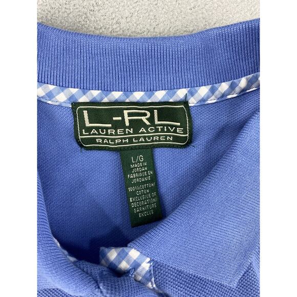 Lauren Ralph Lauren Polo Shirt Women Large Blue Button Golf Golfer Active - Picture 10 of 11
